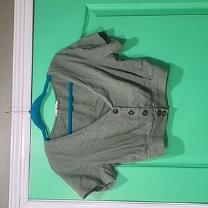 LA hearts green crop top blouse large button front
